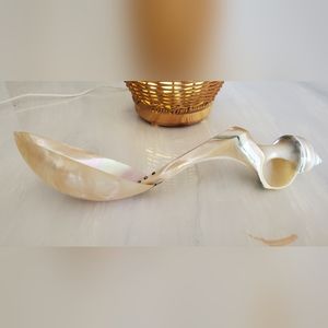 Caviar Mother of Pearl Shell Spoon with Spiral Handle. Large 9